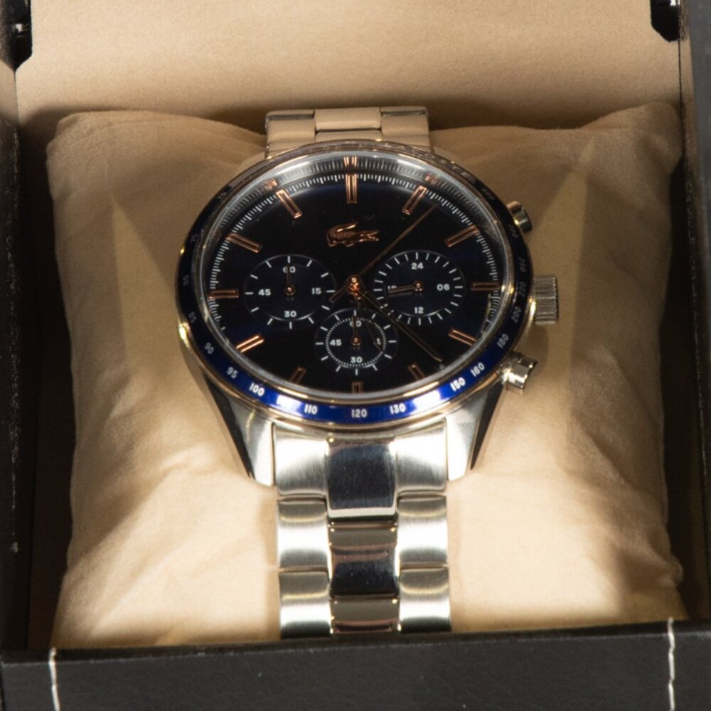 Lacoste Stainless Steel Chronograph Watch Black Dial Men’s Unworn